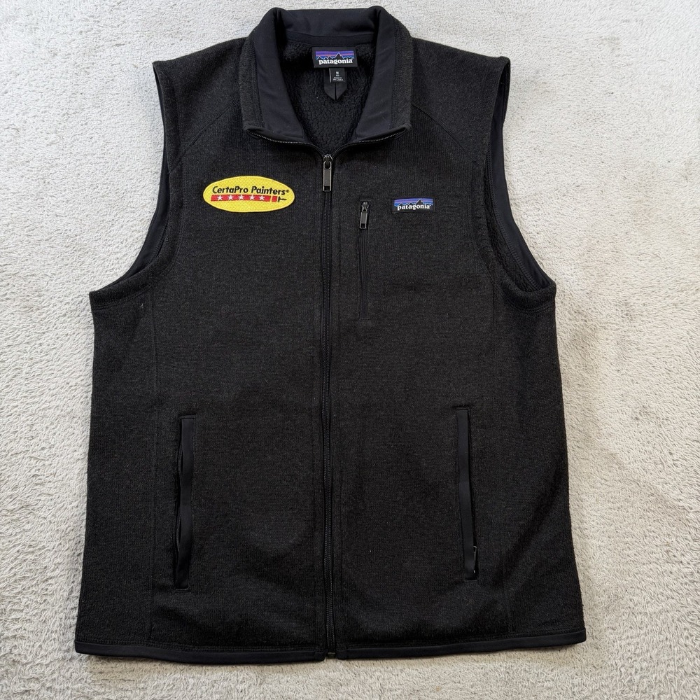 Patagonia Vest Mens Medium Black Better Sweater Full Zip Fleece Pockets Outdoor